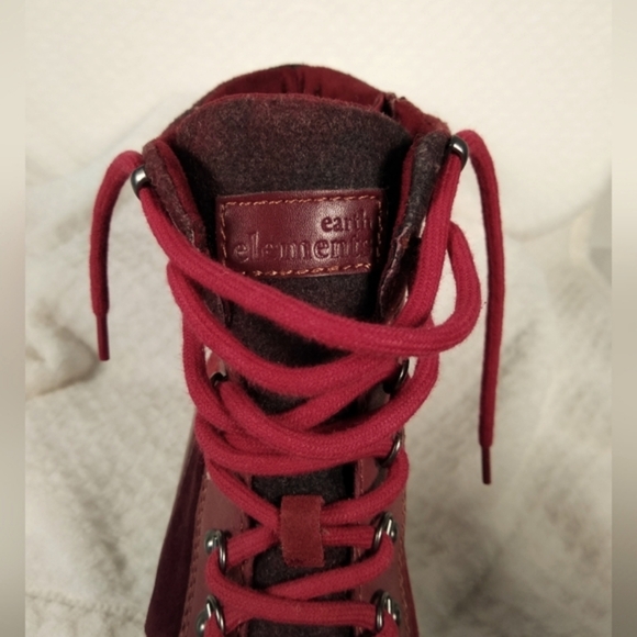 Earth Elements Tessa Premium Suede and Leather Boots Garnet Multitone Sz 8.5 New - Picture 5 of 9